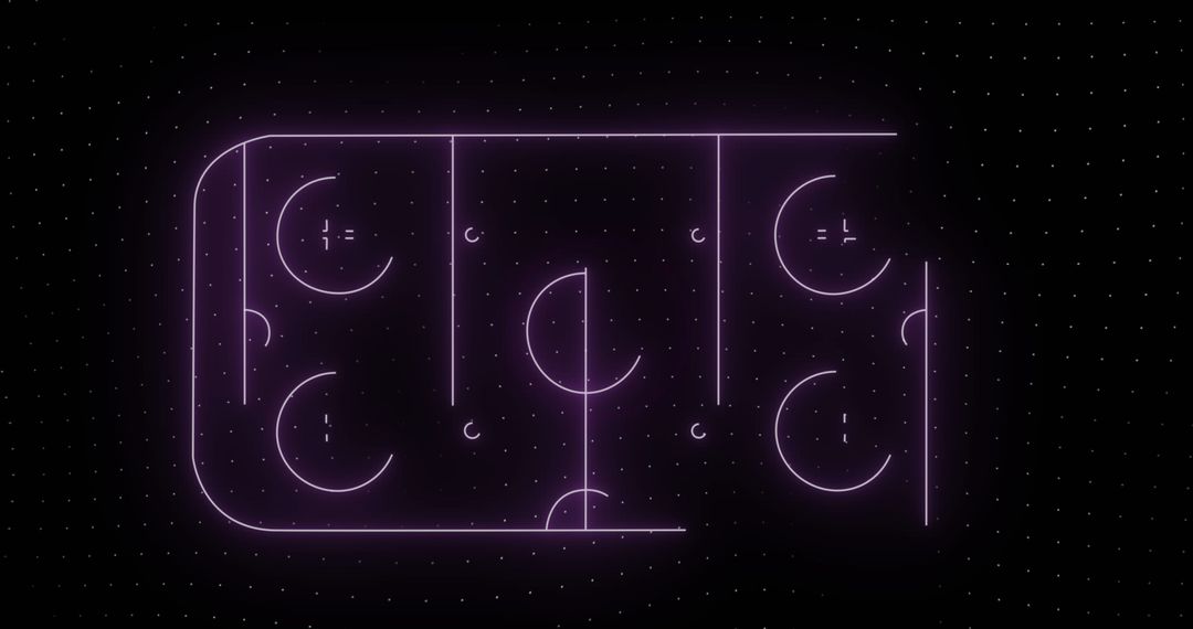 Purple Neon Ice Hockey Rink with Digital Data Elements