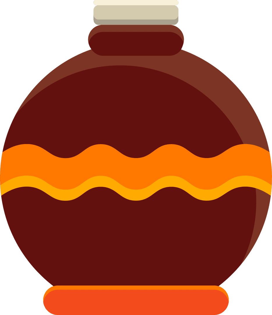 Round Ceramic Jar with Orange Band on Transparent Background