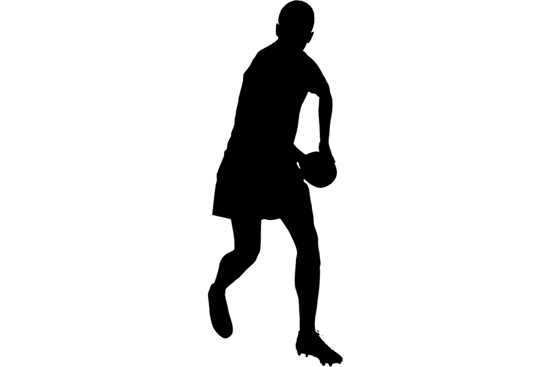 Transparent Silhouette of Male Rugby Player Ready to Tackle