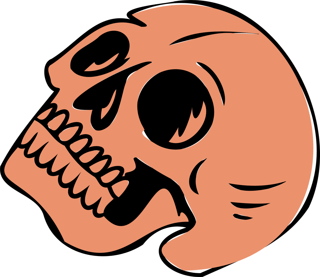 Minimalist Orange Skull Illustration on Transparent Background