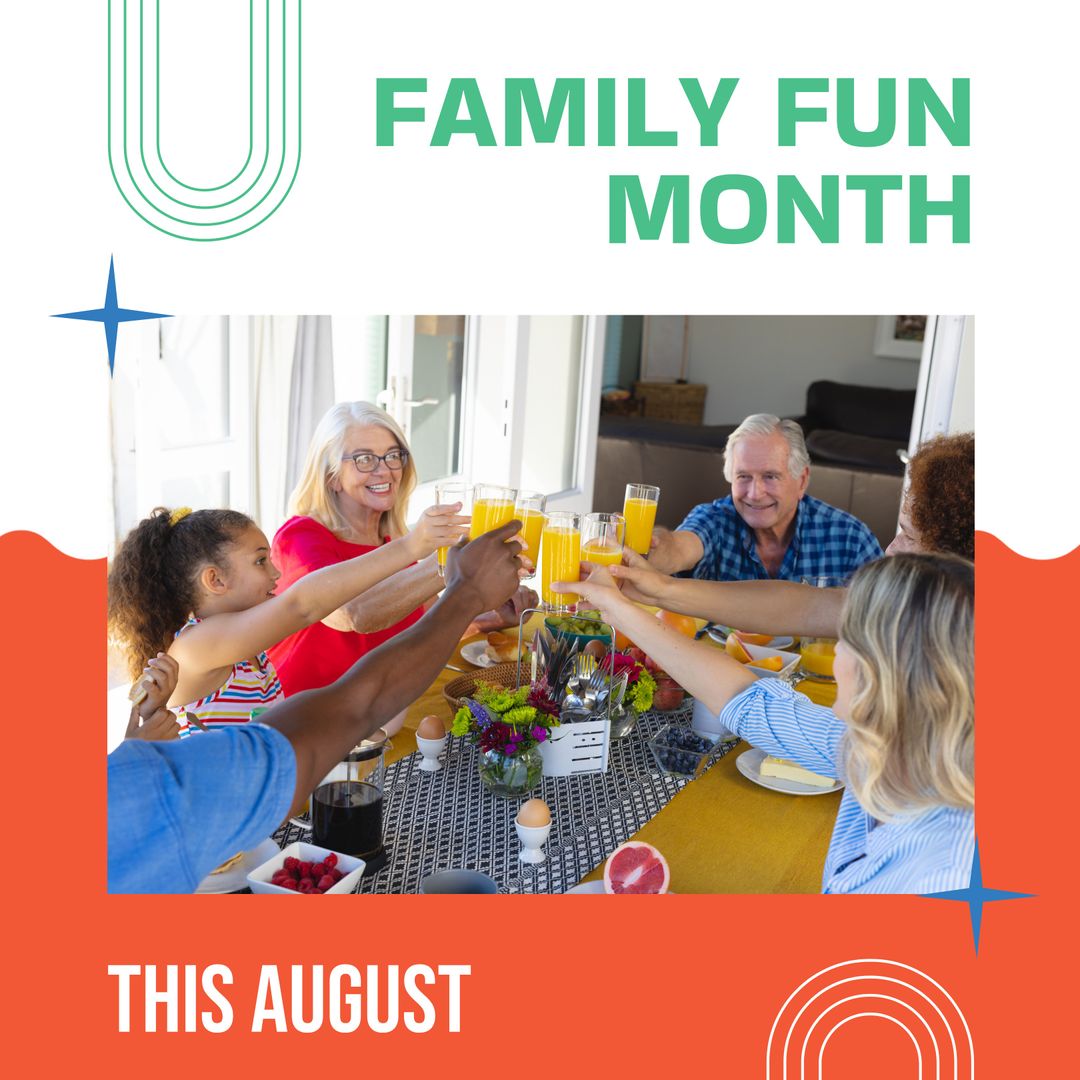 Three-Generation Family Celebrating with Toast at Dinner Table
