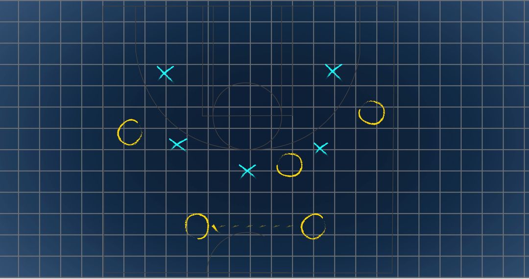 Basketball Strategy and Game Plan in Digital Blueprint Style - Free Images, Stock Photos and Pictures on Pikwizard.com