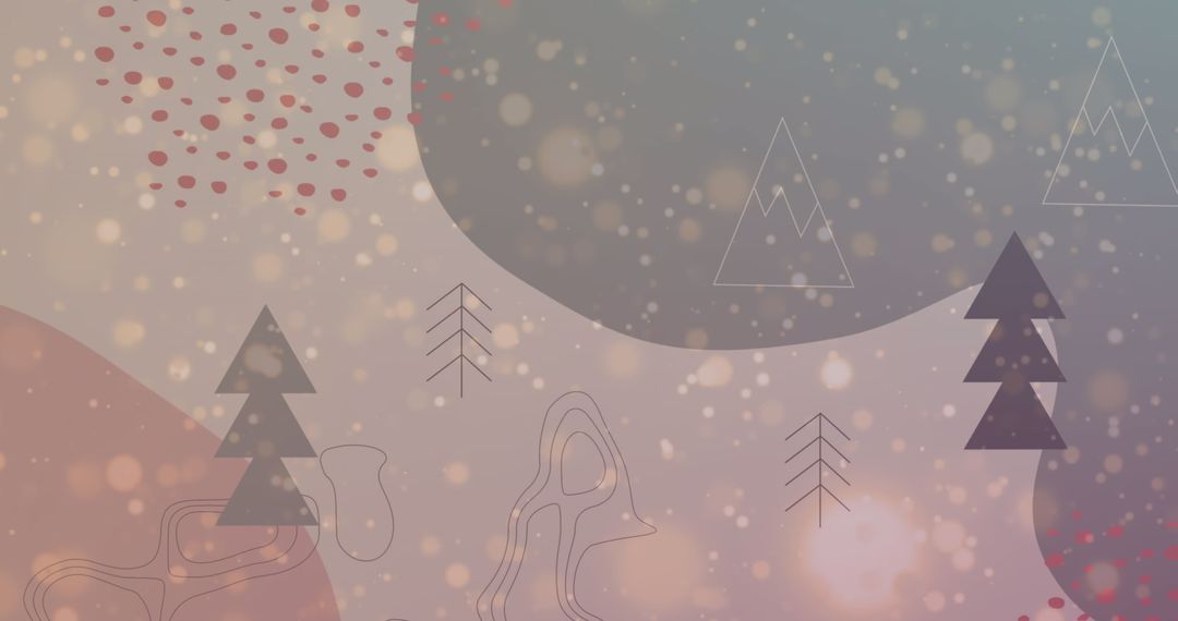 Abstract Holiday Design with Festive Flat Trees and Soft Bokeh