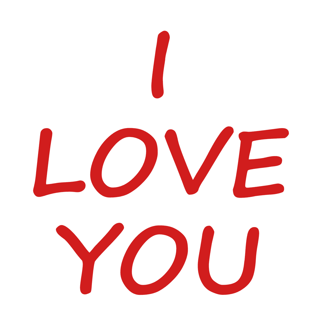 Passionate I Love You Message on Transparent Background