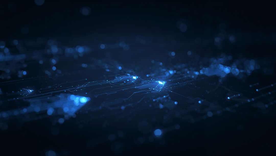 Glowing Blue Circuit Lines on Dark Tech Background
