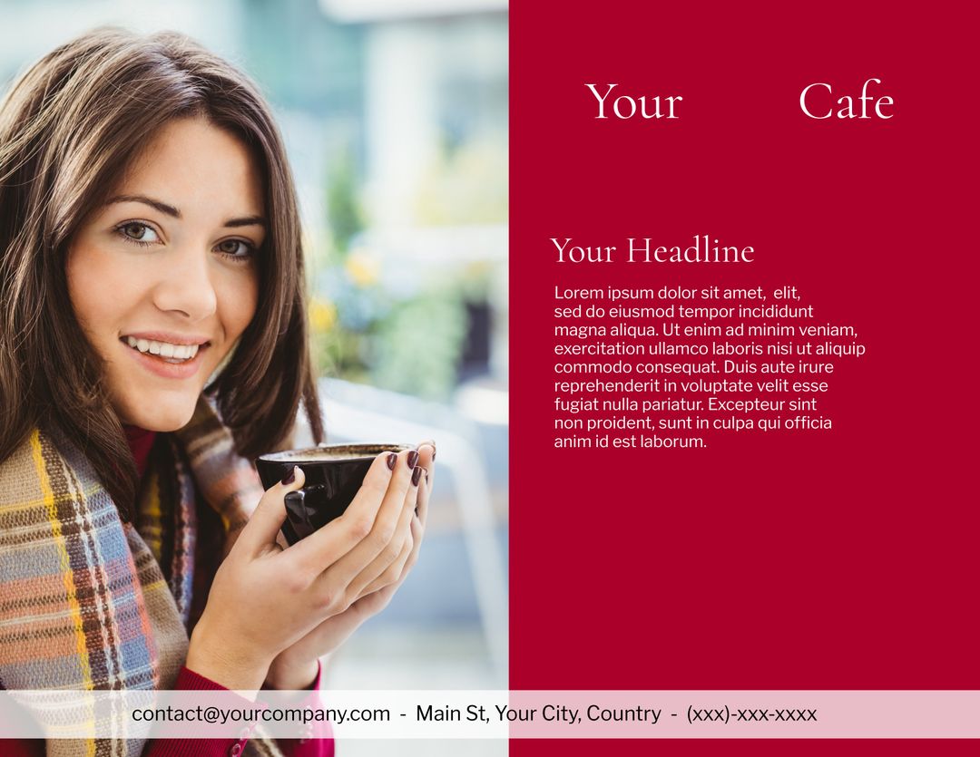 Woman Savoring Coffee in Comfy Café Setting