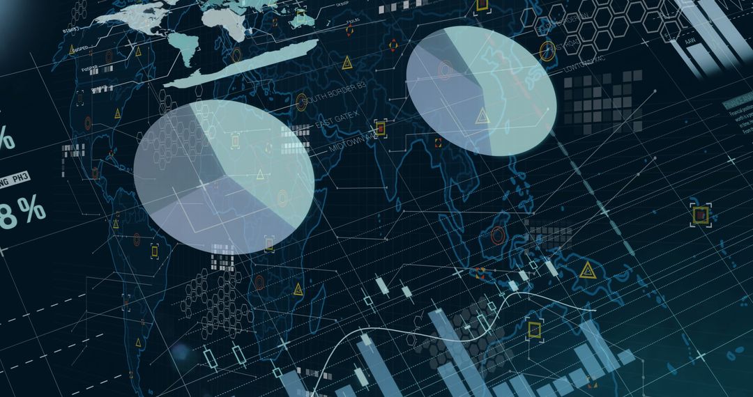 Futuristic Global Data Processing on World Map Interface
