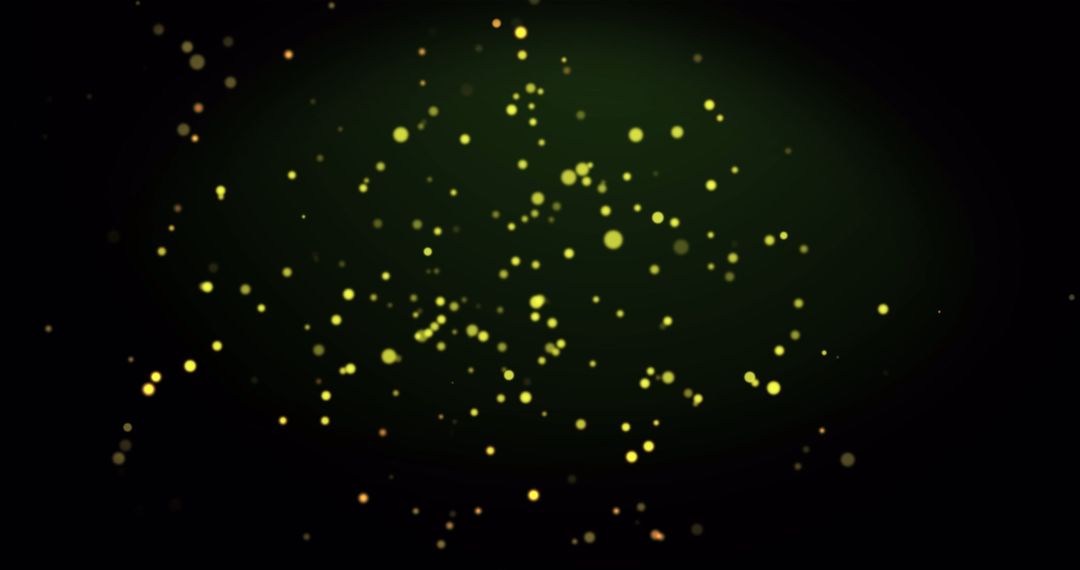Warm Glowing Yellow Spots on Green Background with Bokeh Effect
