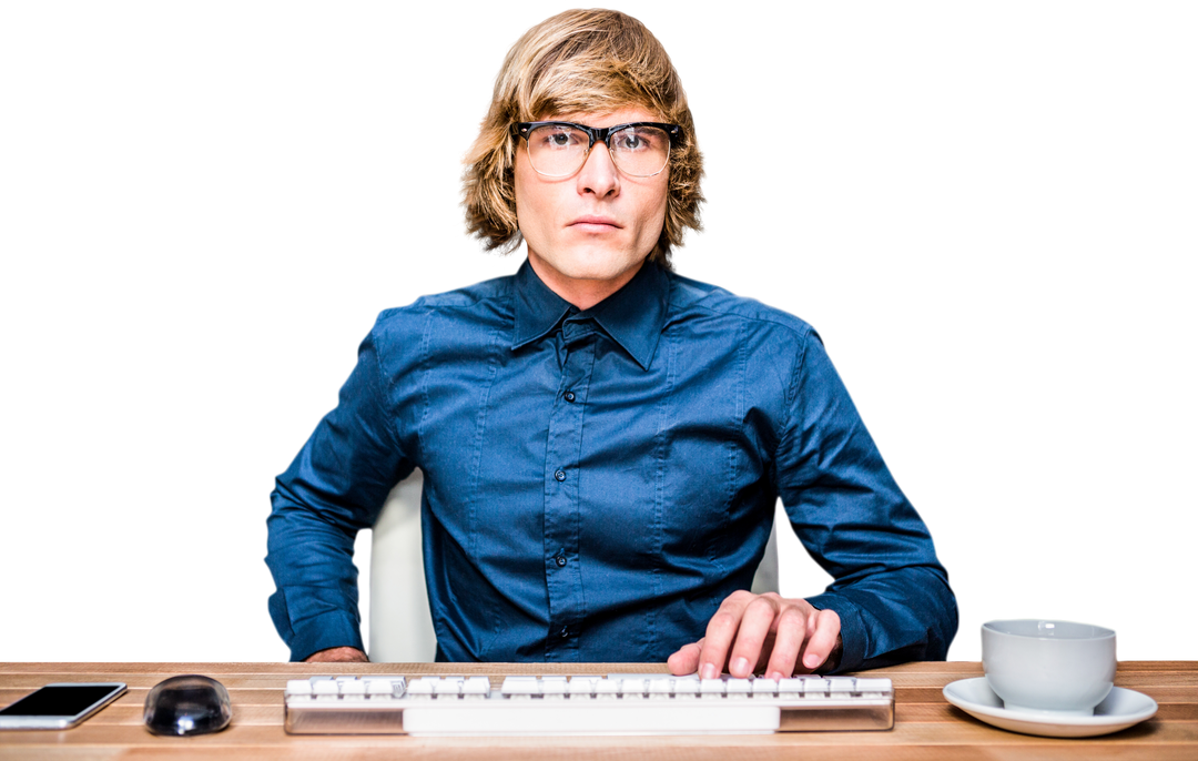 Focused Hipster Businessman Typing on Transparent Keyboard With Black Background - Download Free Stock Images Pikwizard.com