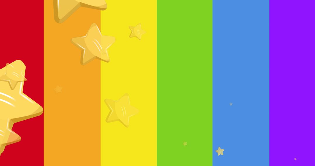 Falling Stars on Vibrant Rainbow Gradient Background