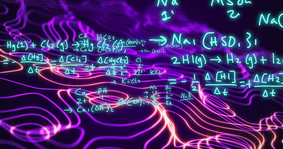 Digital Network Connections with Neon Math Themes
