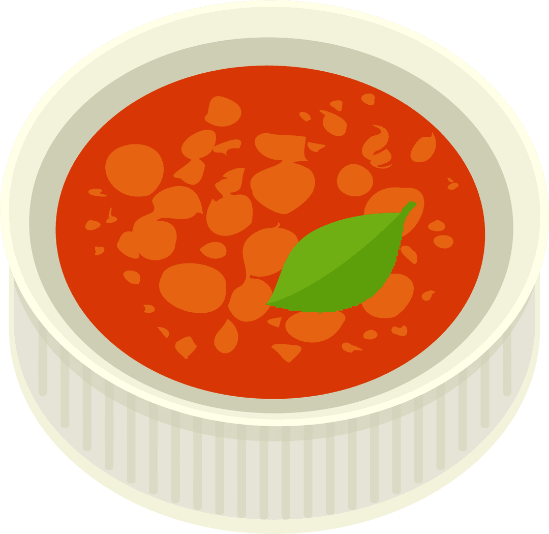 Vibrant Red Soup in Ribbed Bowl on Transparent Background