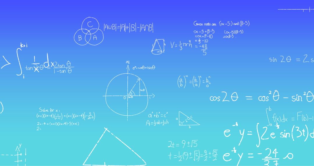 Abstract Mathematical Formulae on Blueprint Background