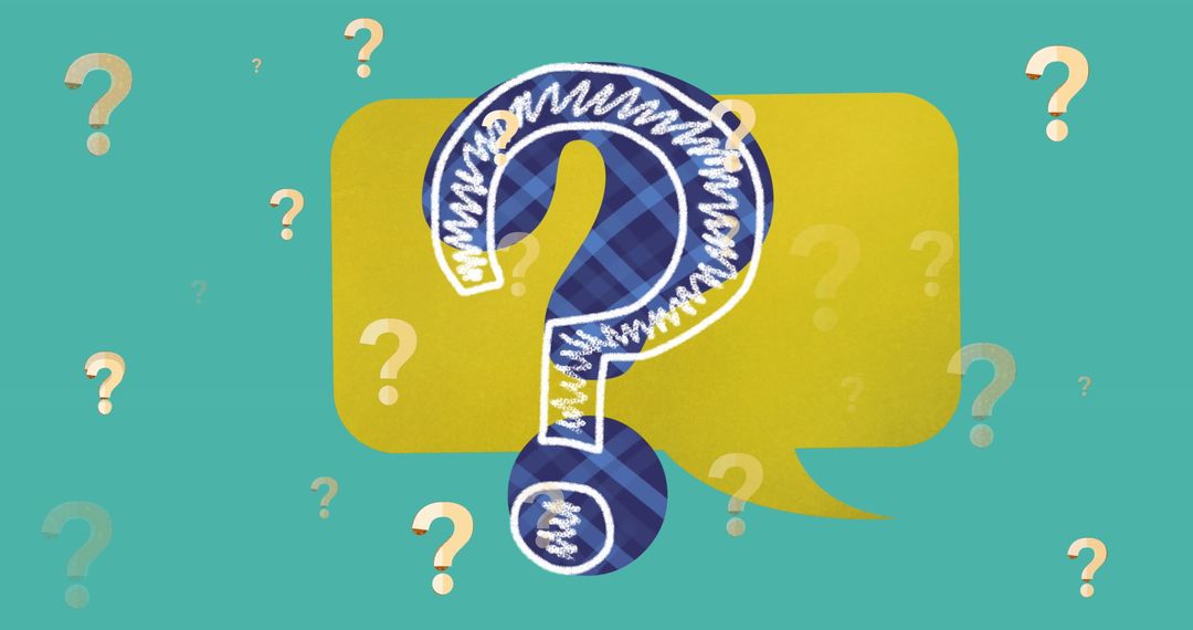 Colorful Illustration of Speech Bubble with Question Marks