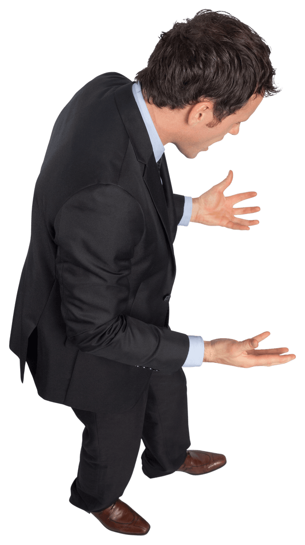 Furious Caucasian Businessman Gesturing Expressively Transparent