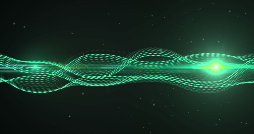 Green Neon Network with Dynamic Connections on Dark Background