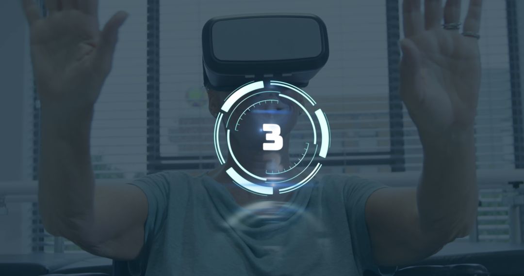 Senior Woman Engaging with Augmented Reality Technology at Home