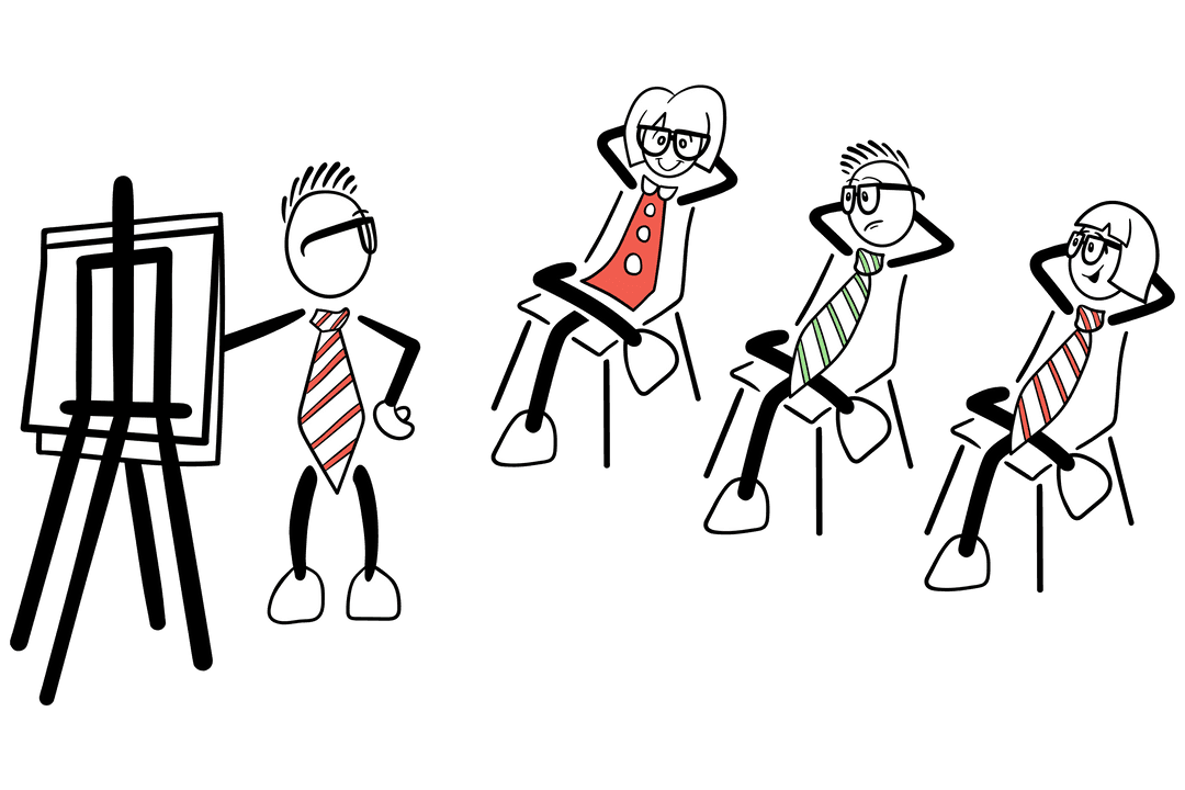 Cartoon Business Team on Transparent Background