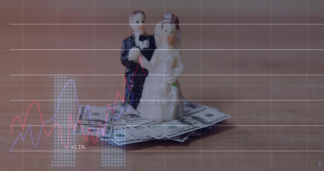 Data Overlays with Wedding Figure on Banknotes