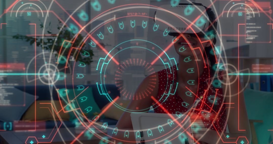 Futuristic Virtual Reality Experience with Digital Overlay