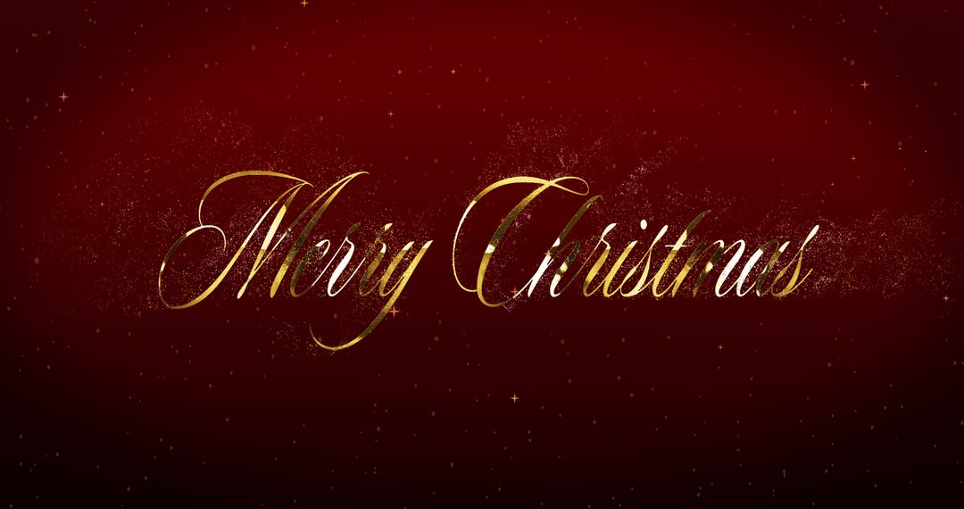 Festive Merry Christmas Message with Glitter on Red Background