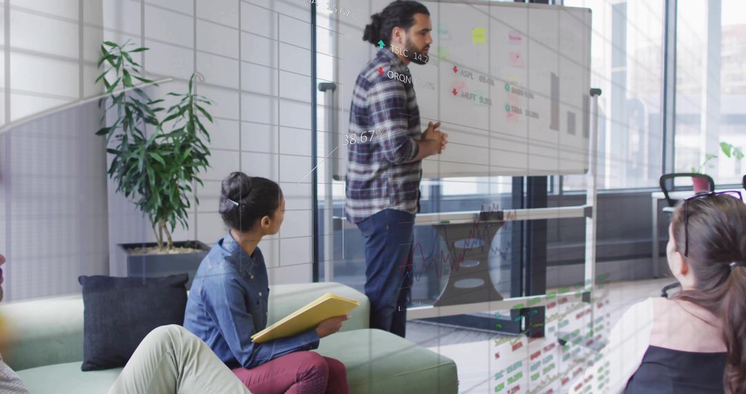 Team Brainstorming Session with Man Presenting