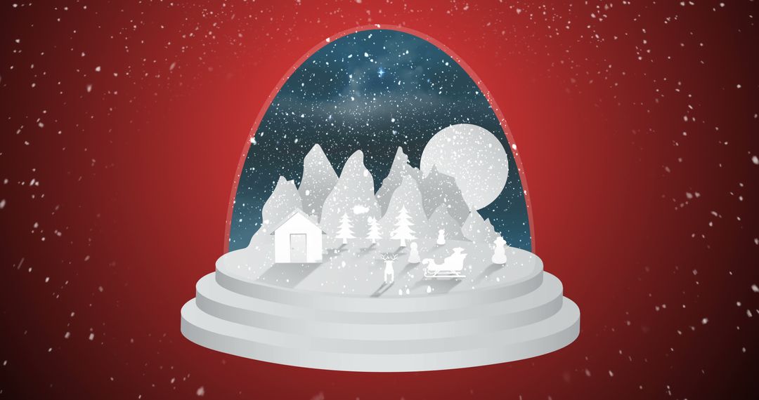 Winter Snow Globe Scene with Santa in Sleigh - Free Images, Stock Photos and Pictures on Pikwizard.com