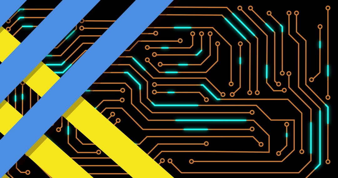Futuristic Circuitry with Bold Diagonal Lines