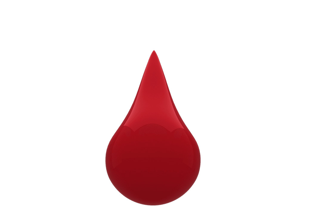 Digital 3D Blood Drop Illustration on Transparent Background