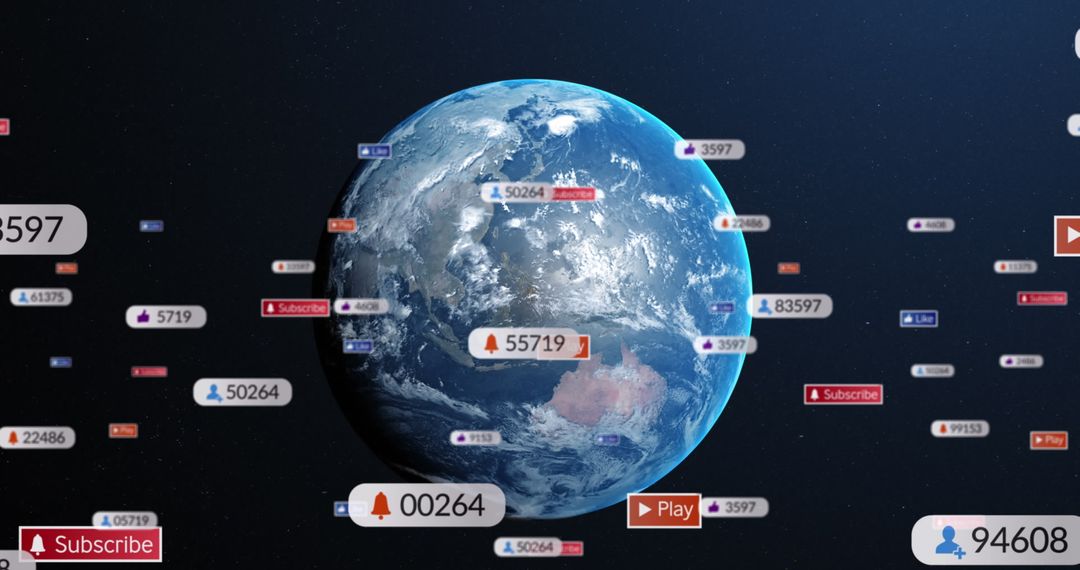 Digital Social Media Icons Floating Around Earth