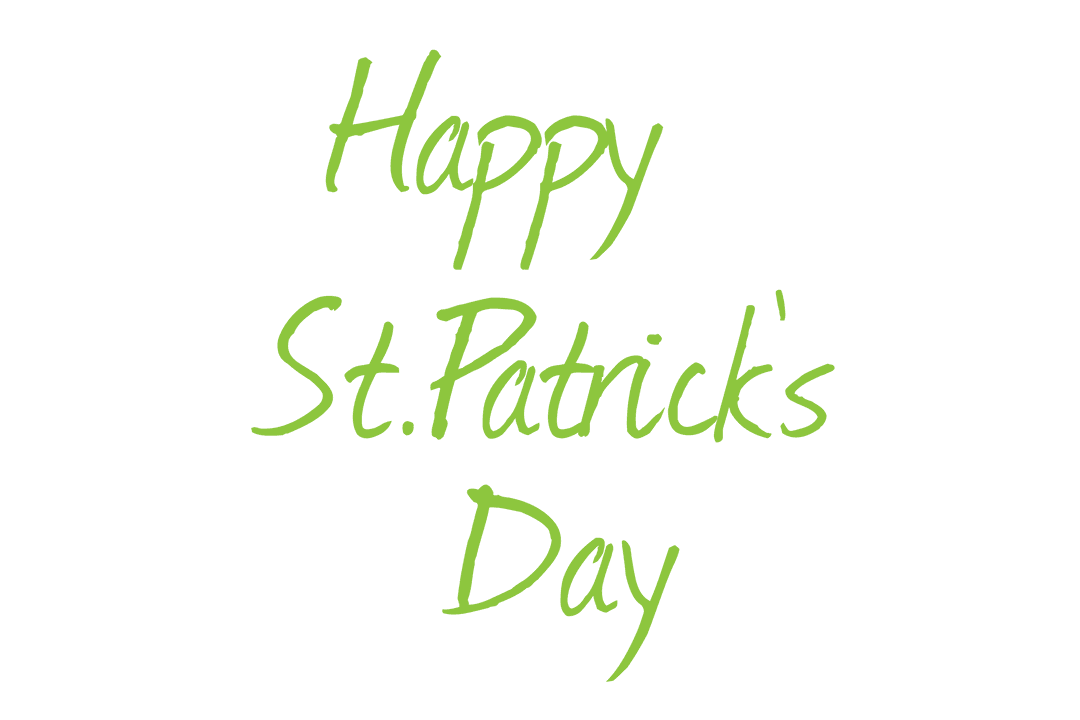 Happy St Patrick's Day Green Text on Transparent Background
