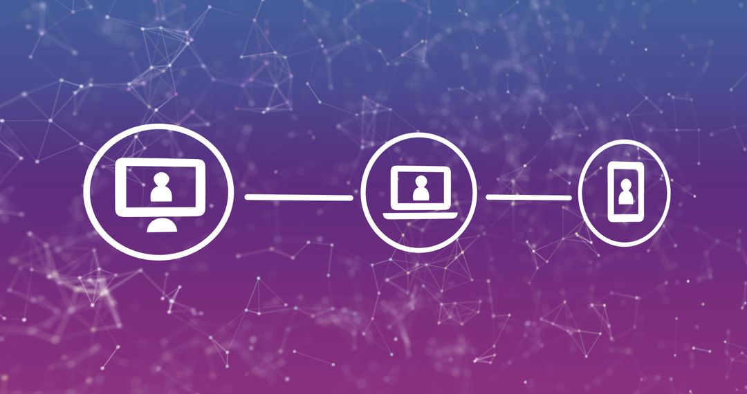 Digital Connection Network Across Devices on Purple Background