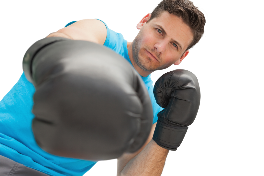 Caucasian Male Boxer Punching Forward on Transparent Background - Download Free Stock Images Pikwizard.com