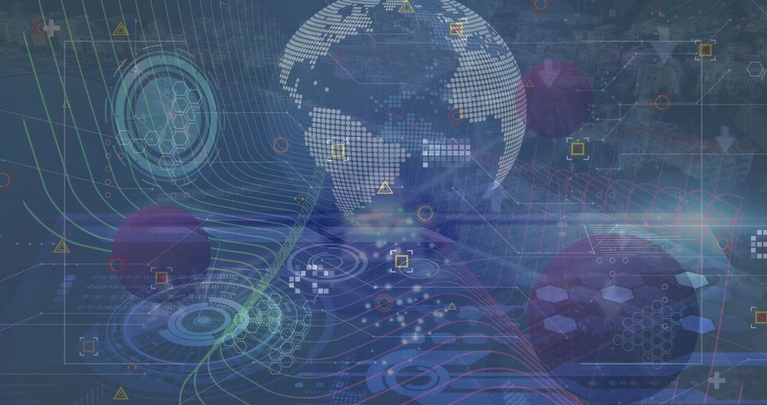 Futuristic Global Data and Digital Interface Illustration