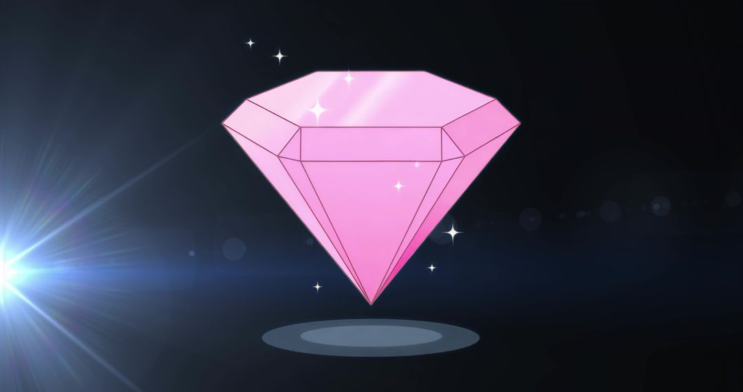 Floating Faceted Pink Gem with Sparkling Luminescence