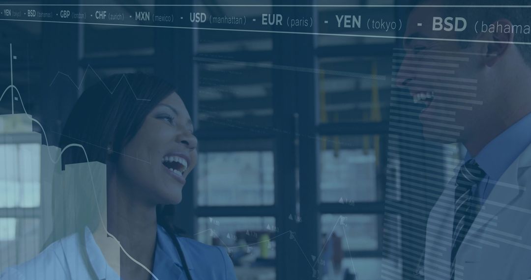 Business Colleagues Laughing Over Currency Trading Discussions