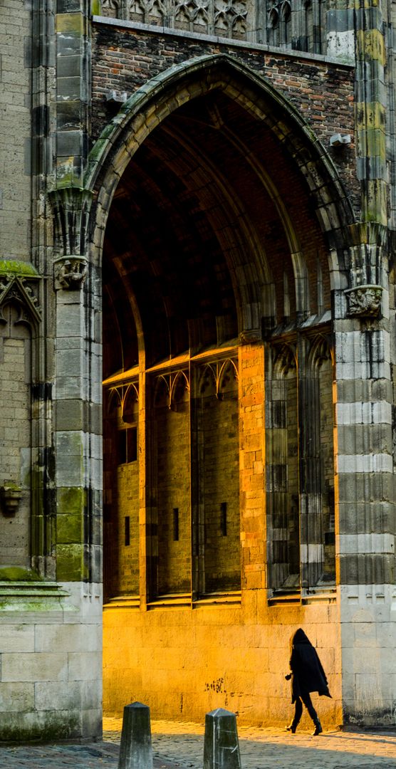 Gothic Archway with Dramatic Lighting at Sunset