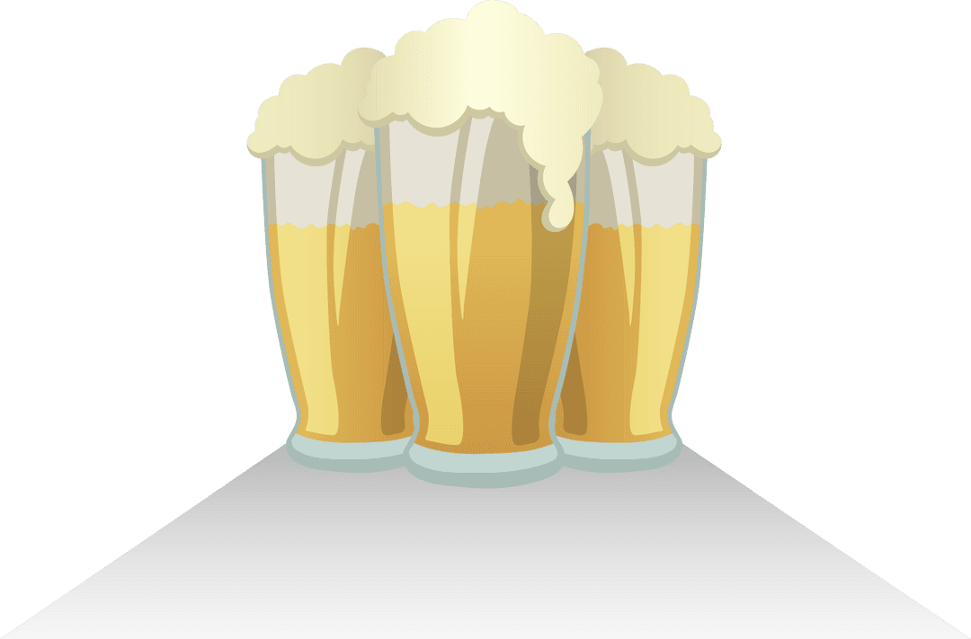 Transparent Vector Illustration of Beer Pints with Frothy Tops