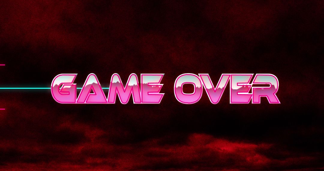 Retro Game Over Neon Sign on Dramatic Background