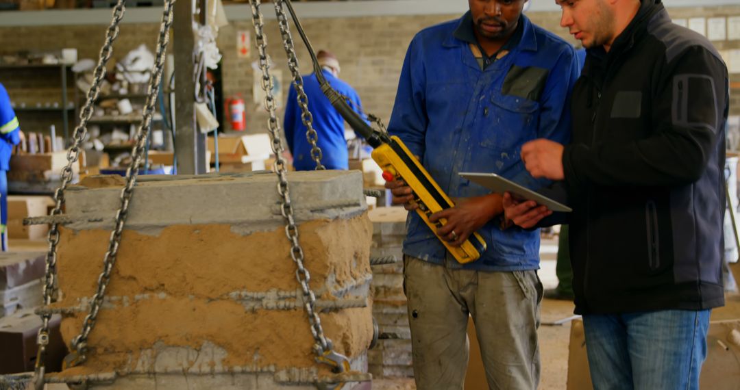 Workers Collaborating in Industrial Foundry Workshop - Free Images, Stock Photos and Pictures on Pikwizard.com