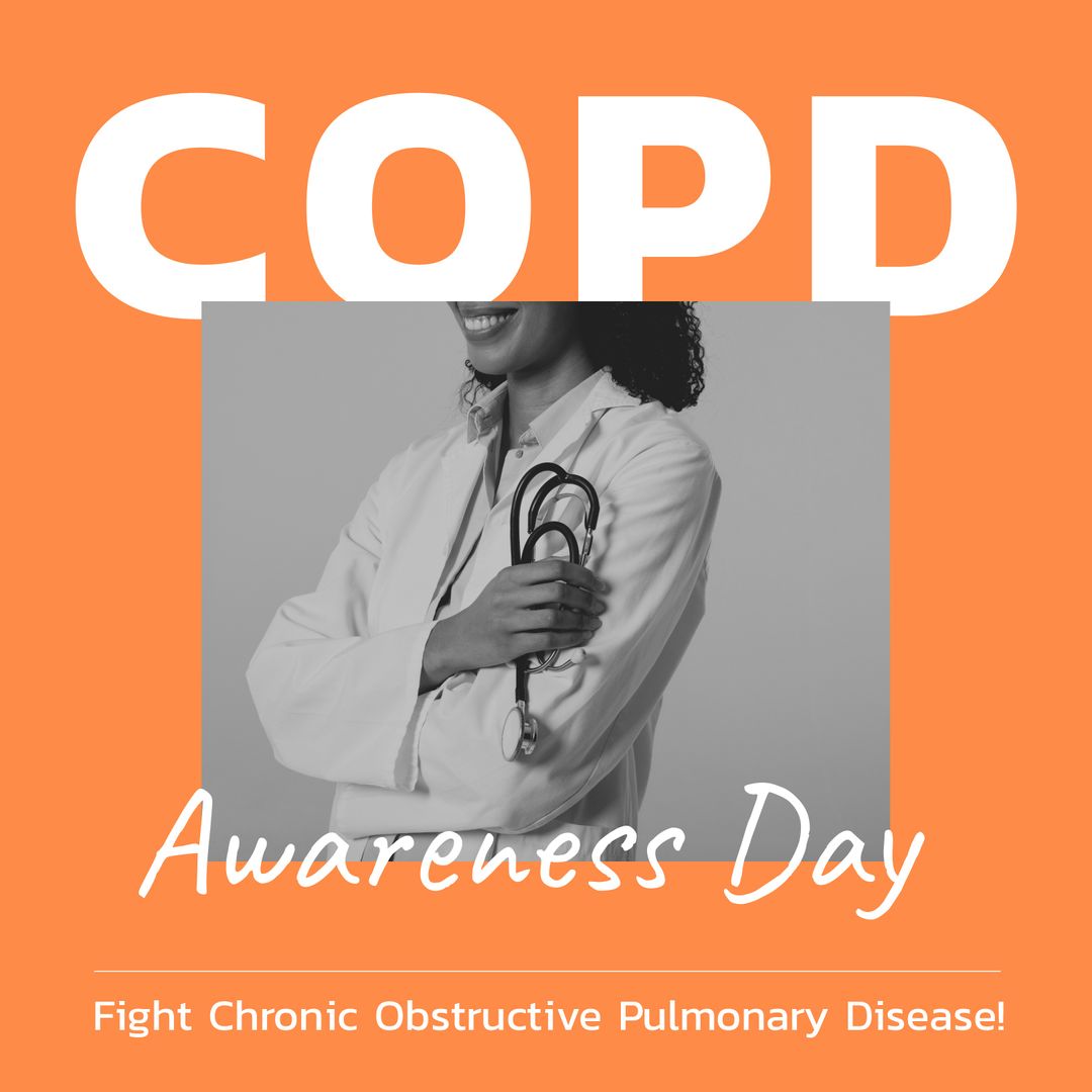 COPD Awareness Concept with Doctor Promoting Health Education