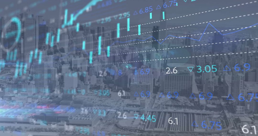 Cityscape Integration with Digital Data and Analytics Graphics