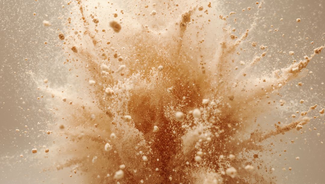 Dynamic Burst of Brown Powder Cloud and Particles