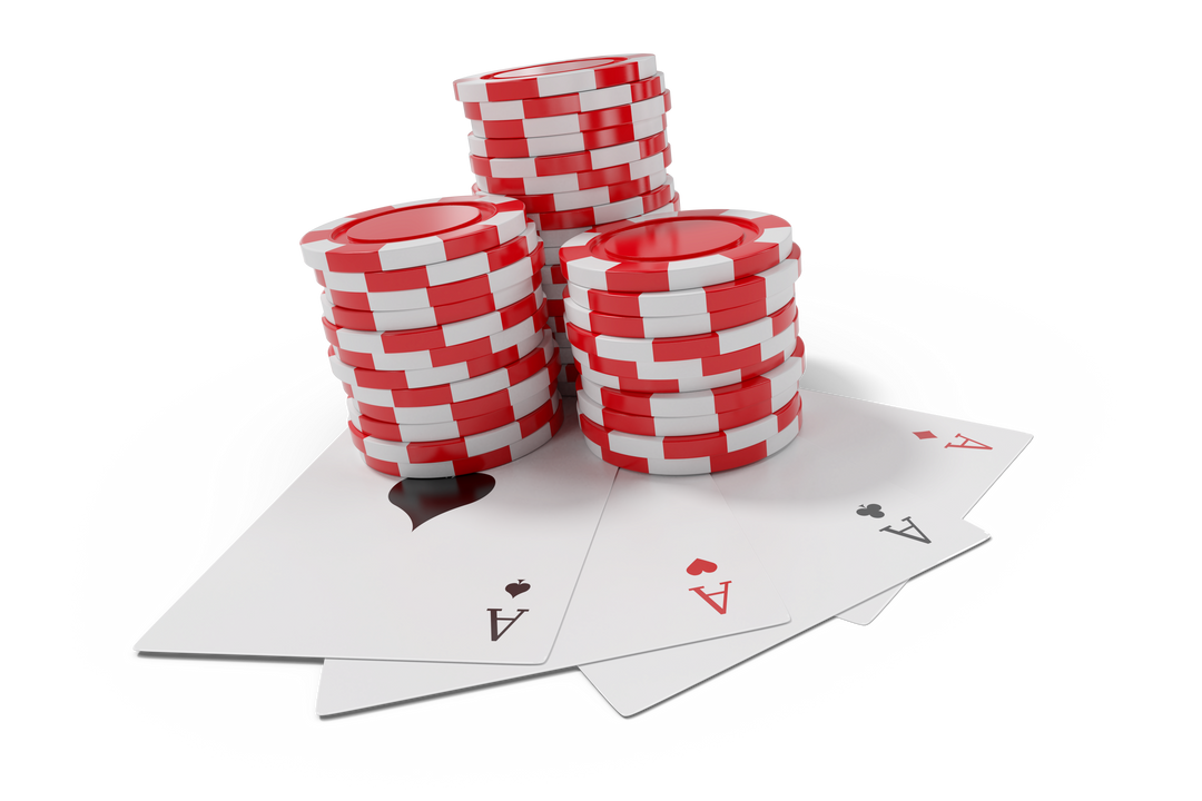 Transparent red casino tokens stacked with playing cards showing aces - Download Free Stock Images Pikwizard.com