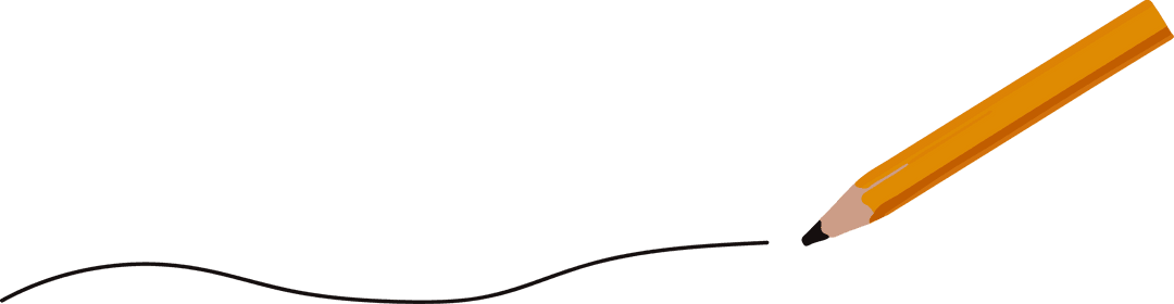 Orange Pencil Drawing Line on Transparent Background