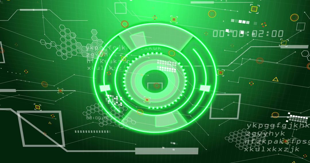 Futuristic Green Digital Interface with Abstract Coding Elements