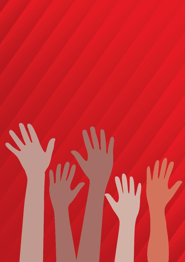 Inclusive Raised Hands on Transparent Background Representing Diversity