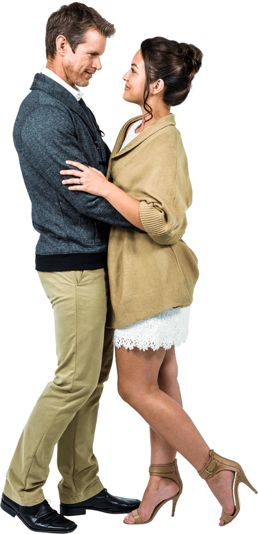 Romantic Couple Embracing Transparent Background
