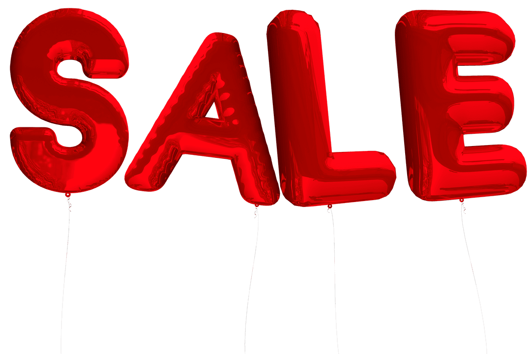 Red Sale Balloon Text on Transparent Background