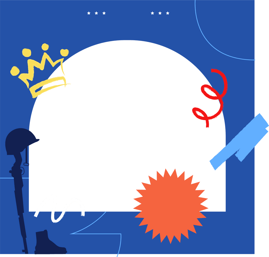 Transparent Military Symbolism with Rifle and Helmet Illustration